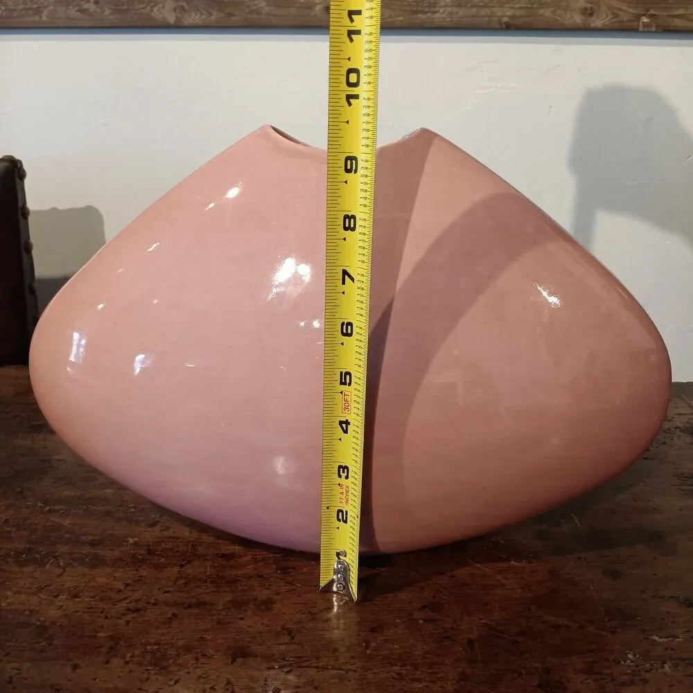 Vtg 80's Postmodern Pink Pillow Vase Attributed Jaru California Oversized 15x10